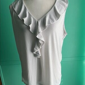 Adrianna Papell ruffle collar fitted sleeveless blouse